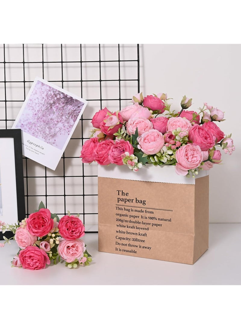 عبوتان من زهور الفاونيا الصناعية، فاونيا صناعية وردية مختلطة، زهور فاونيا من الحرير، باقة فاونيا صناعية لتزيين الطاولة الوسطى، لحفلات الزفاف والديكور المنزلي - Image 5