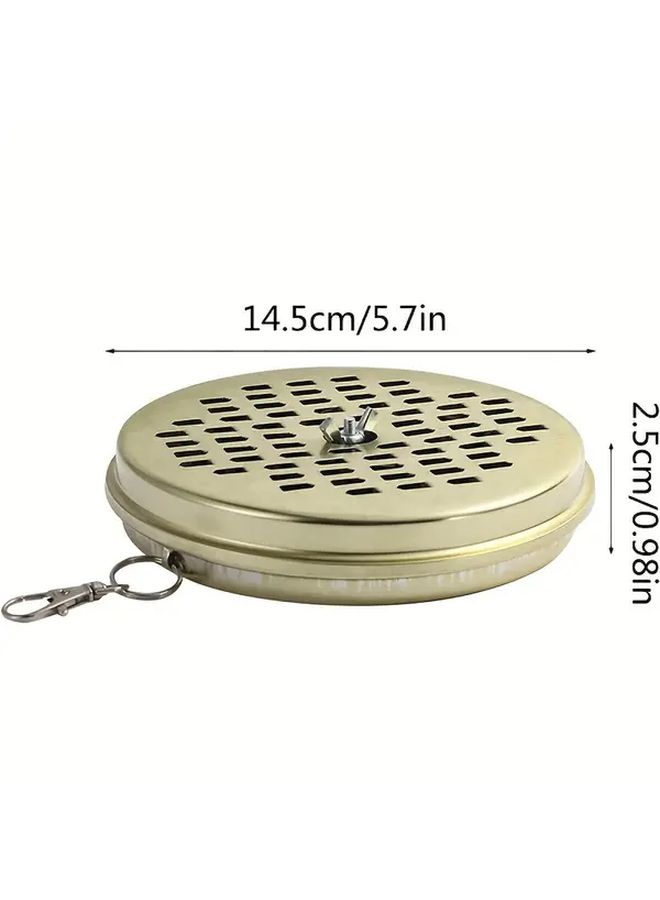 Golden Portable Hanging Cast Iron Mosquito Coil Tray Ash Holder For Home Outdoor Decor - Image 3
