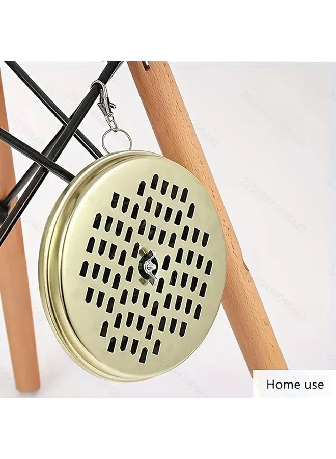 Golden Portable Hanging Cast Iron Mosquito Coil Tray Ash Holder For Home Outdoor Decor - Image 1
