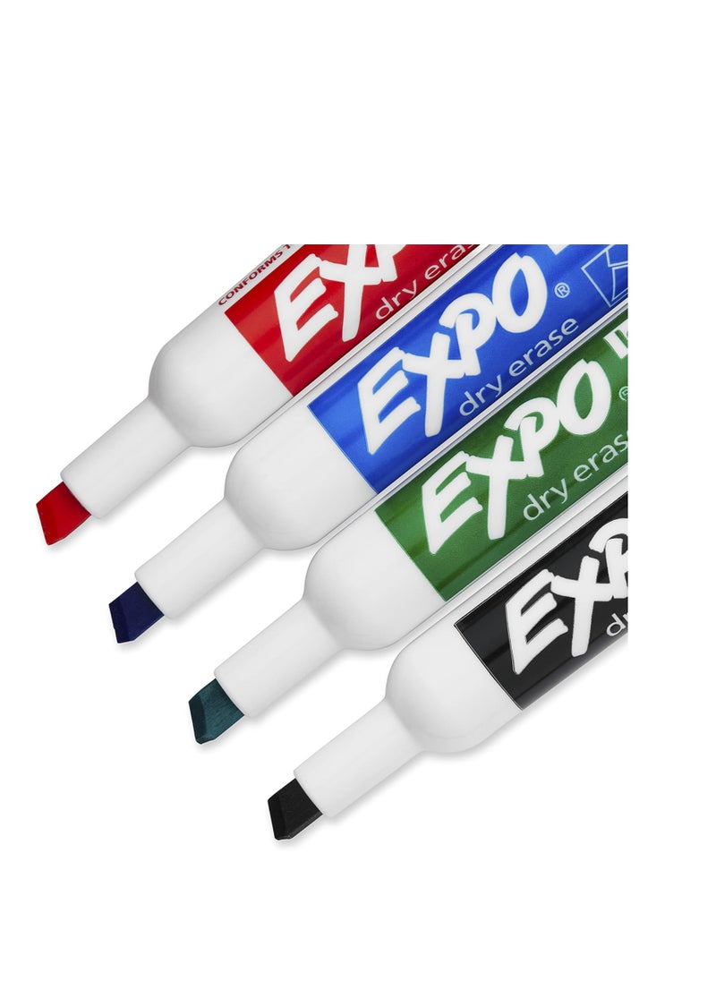 Expo EXPO Low Odor Dry Erase Marker Set with White Board Eraser and Cleaner, Chisel Tip Dry Erase Markers, Assorted Colors, 6 Piece Set with Whiteboard Cleaner  - Image 2