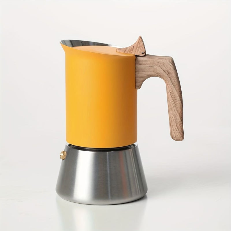 9 Cup Stainless Steel Moka Pot Italian Espresso Maker Stovetop Matte Yellow - Image 4