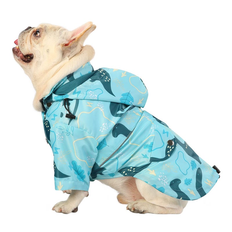 HDE HDE Dog Raincoat Double Layer Zip Rain Jacket with Hood for Small to Large Dogs Dinosaurs - L  - Image 1
