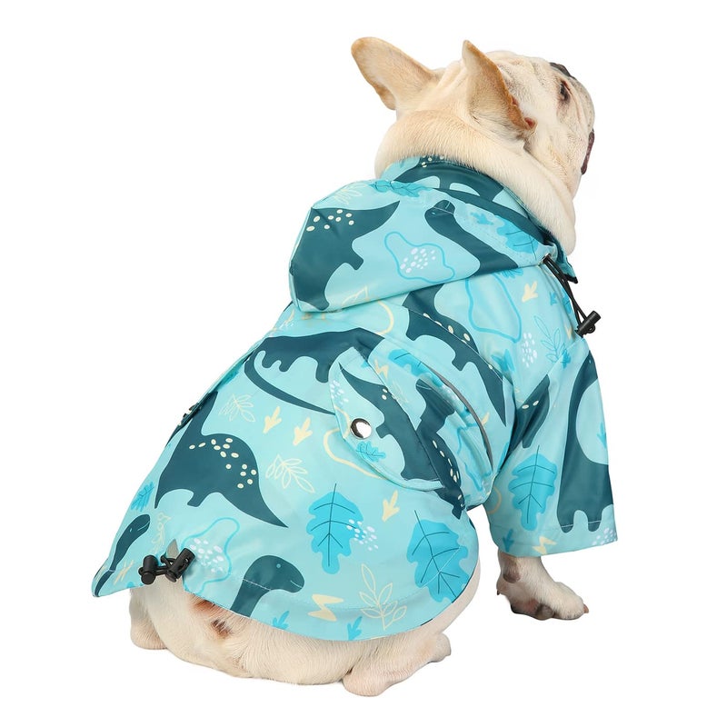 HDE HDE Dog Raincoat Double Layer Zip Rain Jacket with Hood for Small to Large Dogs Dinosaurs - L  - Image 4