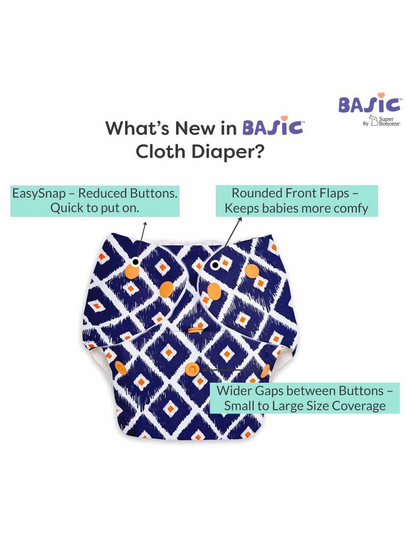 Superbottoms superbottoms BASIC - Assorted Pack of 4 (2 Shell+2 Insert) Cloth Diaper For Baby |Washable & Reusable Cotton Cloth Diaper | 0-3 Years | Freesize | Adjustable | Reduces Rash |With Quick Dry Pad/Insert  - Image 2