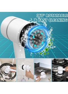 Alruht Rechargeable Electric Spin Scrubber, Portable Handheld Cleaning Brush with 6 Replaceable Brush Heads, Cordless Cleaning Brush for Bathroom, Kitchen, Dish, Milk bottle, Tile, Glass  - Image 5