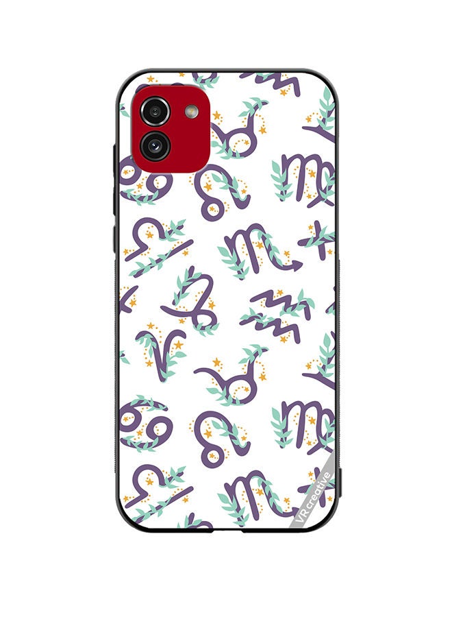 VR CREATIVE Protective Case Cover For Samsung Galaxy A03 Cute Vector Pattern With Zodiac Sign Design Multicolour - Image 1