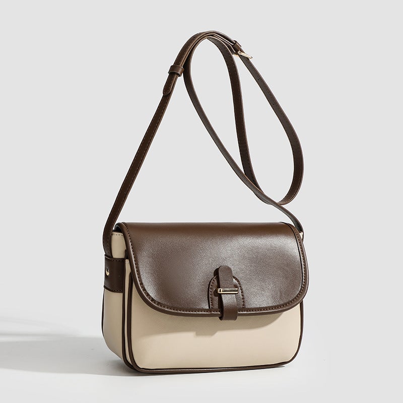 Trendy Retro Contrasting Color Saddle Bag, Versatile And Simple, Niche One-Shoulder Cross-Body Armpit Small Square Bag, Women'S Bag, - Image 3