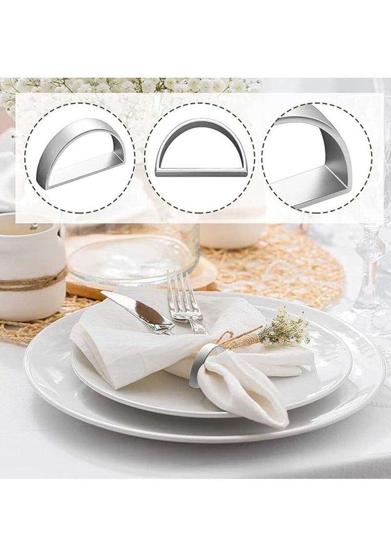 Tanyaz - Napkin Rings,10Pcs Stainless Steel Napkin Rings Metal Napkin Ring Holders Modern Ring Holder Serviette Buckles Metallic Adornment for Table Settings, Weddings, Dinner Parties, Wedding - Image 1