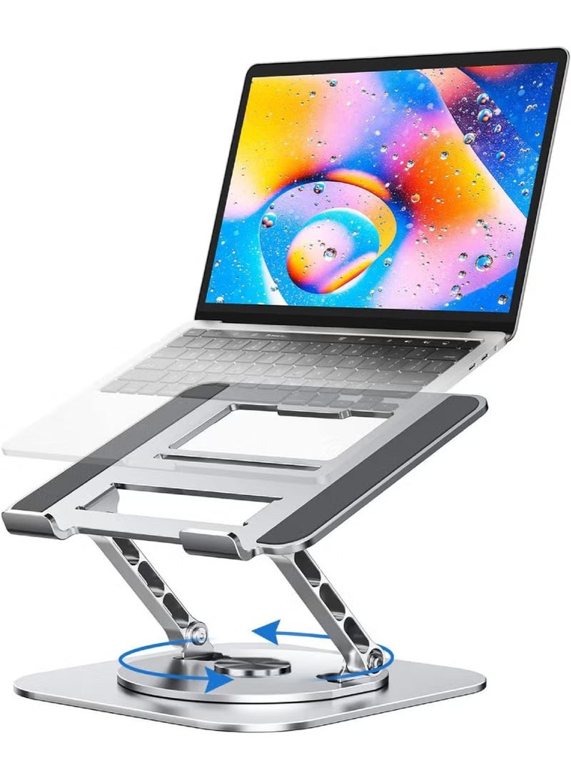 PINKSAMA Adjustable Laptop Stand for Desk Ergonomic Riser with 360° Rotating Base Foldable Notebook Computer Holder Compatible MacBook Air Pro Dell XPS More 10-17" Laptops - Image 1