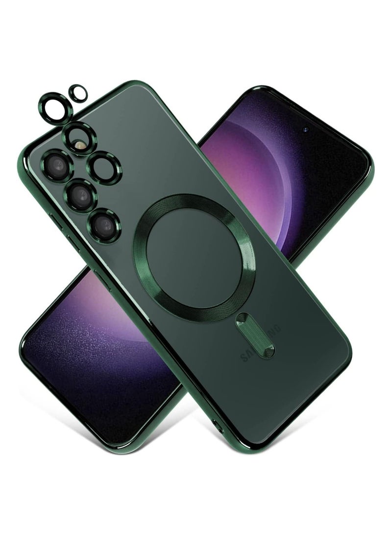 Magnetic Clear Case for Samsung Galaxy S23 Plus with Camera Lens Protector Magsafe Compatible Electroplated Soft TPU Shockproof Anti-Scratch Phone Case - Image 1