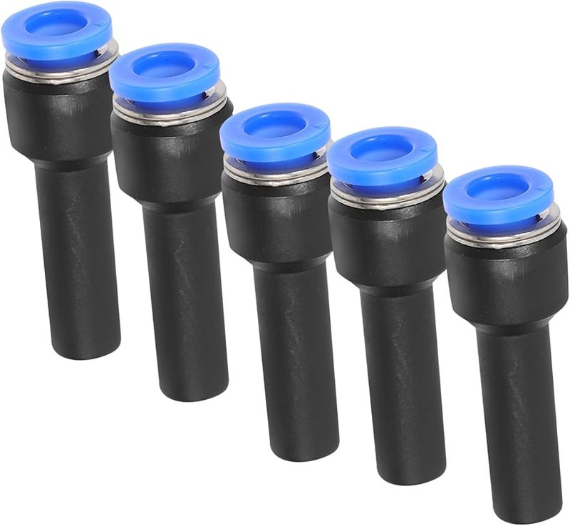 مقابس خرطوم هوائية مستقيمة من البلاستيك الأزرق للضغط والتوصيل 5 قطع للاستخدام الصناعي - Image 1