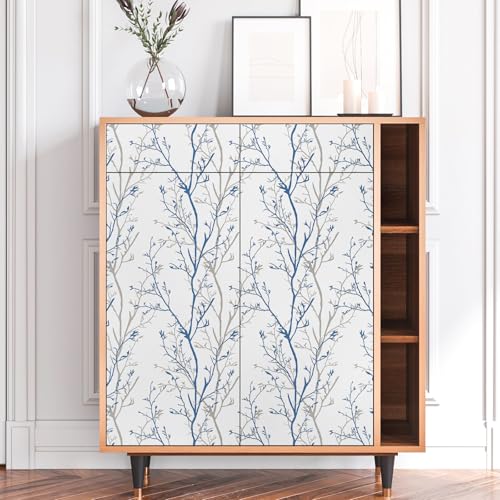 Mecpar Gray Blue Tree Branches Peel and Stick Wallpaper 17.71" x 394" Natural Wall Paper Modern Tree Branch Contact Paper Removable Wallpaper Self-Adhesive Vinyl for Furniture Crafts Walls - Image 4