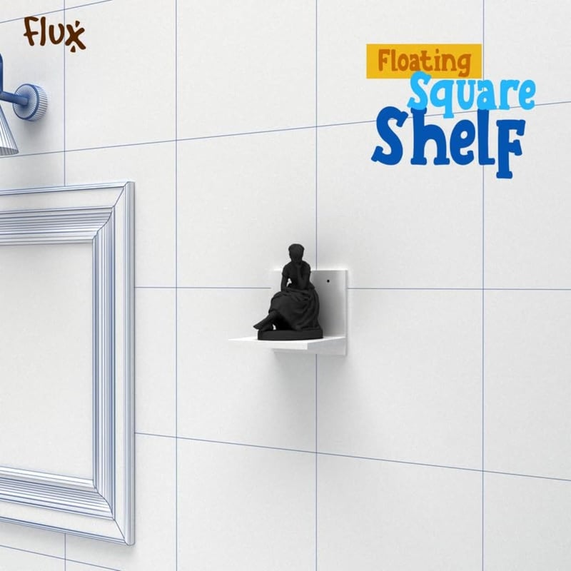 Flux flux Wooden Square Wall Mounted Plant Stand Floating Shelves for Wall Wood Shelf Decor Plant Display Collectibles Mounted Kitchen Bathroom Bedroom Decorative Storage Shelf Stand(Without bracket White)  - Image 4