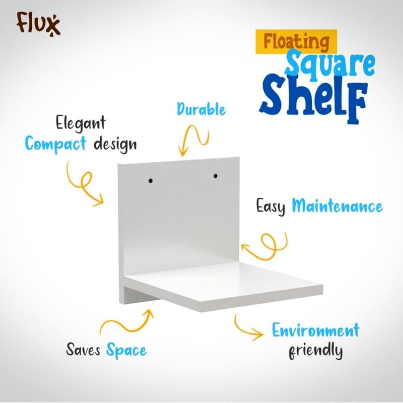 Flux flux Wooden Square Wall Mounted Plant Stand Floating Shelves for Wall Wood Shelf Decor Plant Display Collectibles Mounted Kitchen Bathroom Bedroom Decorative Storage Shelf Stand(Without bracket White)  - Image 3