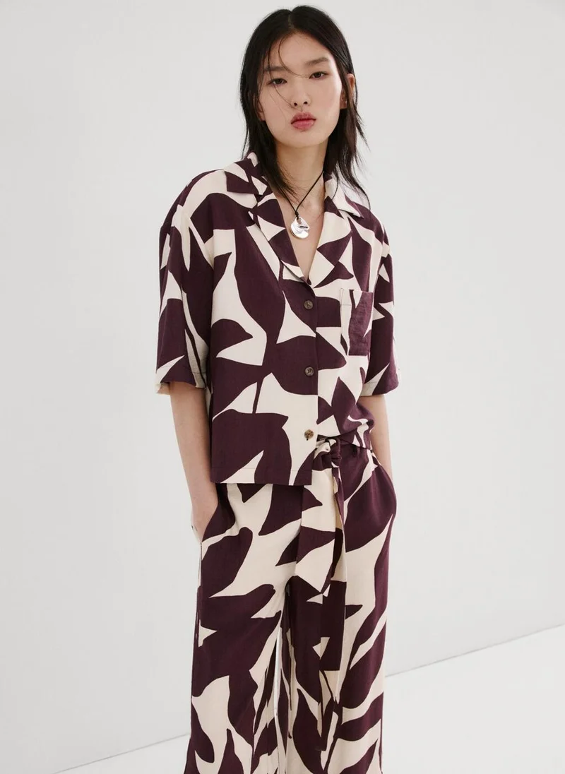 MANGO Printed short-sleeved shirt