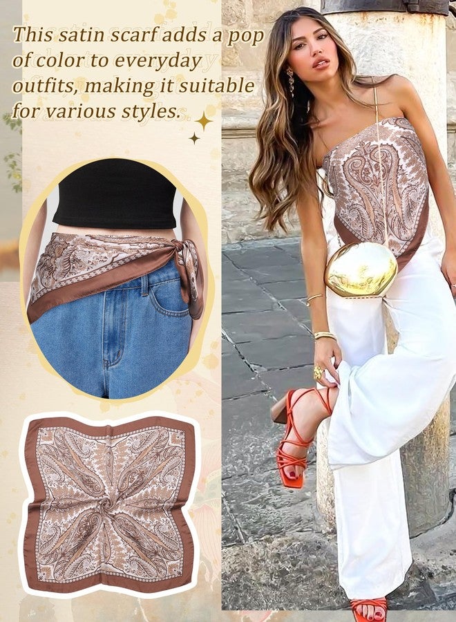 CHLINS 27.5” Square Head Scarf for Women Satin Hair Scarf Silk Neck Scarves Bandanas for Handbags Hair Wrap - Image 4