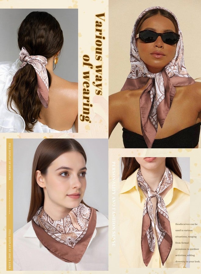 CHLINS 27.5” Square Head Scarf for Women Satin Hair Scarf Silk Neck Scarves Bandanas for Handbags Hair Wrap - Image 3