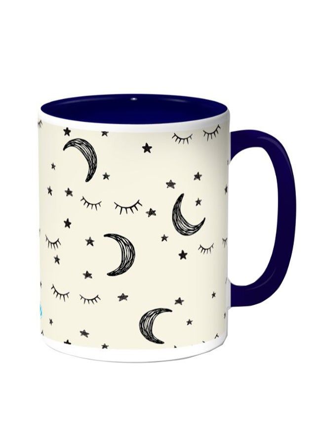 RKN Moon And Stars Printed Coffee Mug Beige Blue - Image 1