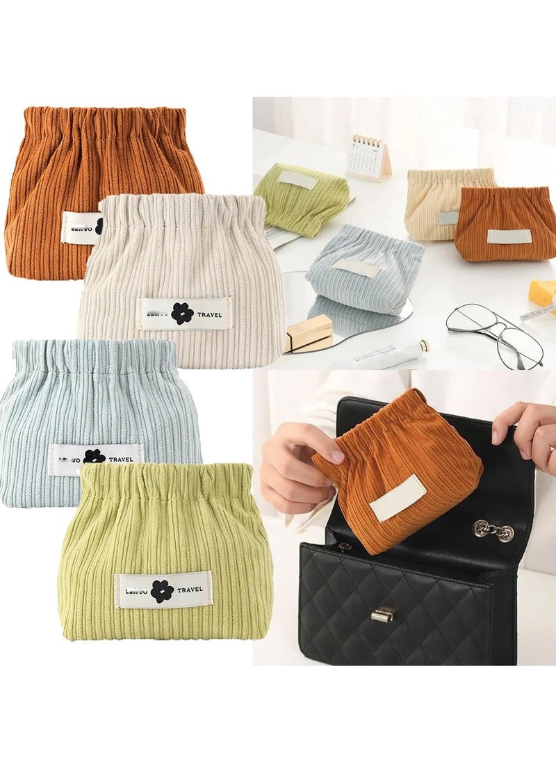 KASTWAVE Corduroy Elastic Hair Tie Organizer, Portable Corduroy Elastic Storage Bag, Large Capacity Small Cute Hair Accessory Jewelry Storage Organizer(4pcs)  - Image 1