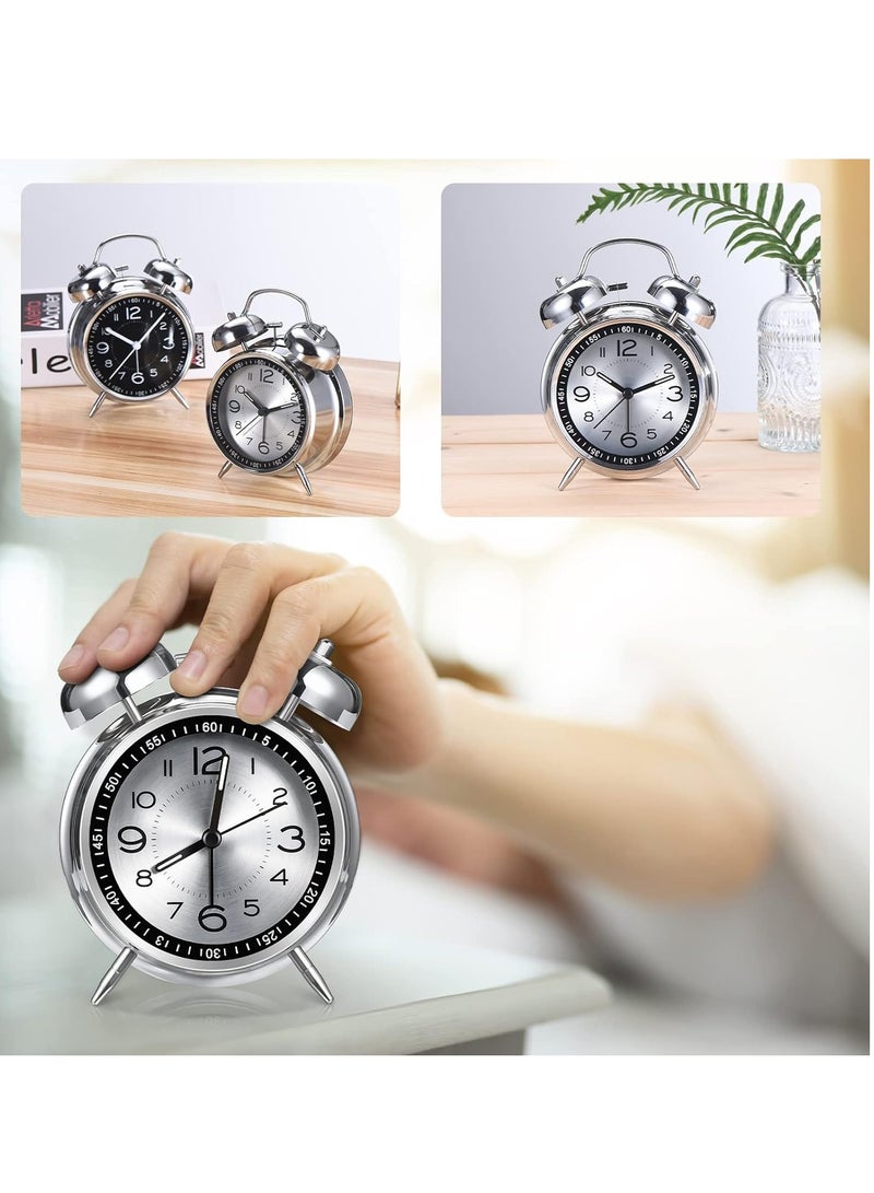 Loud Alarm Clock for Heavy Sleepers Adults, Vintage 4" Silent Non-Tick Quartz with Backlight, Twin Bell Analog Kids Alarm Clock Bedroom Bedside (Copper) - Image 4