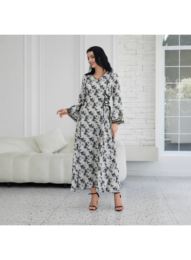 Song Feng Ya Hot Bohemian Plus Size Dress Fashionable Printed Muslim Robe Long Dress - Image 2
