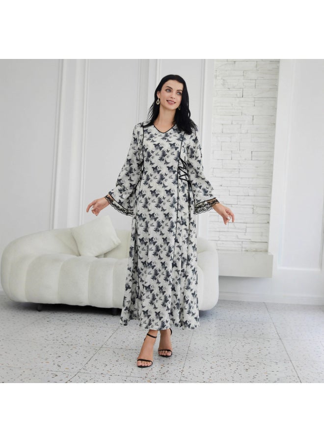Song Feng Ya Hot Bohemian Plus Size Dress Fashionable Printed Muslim Robe Long Dress - Image 4