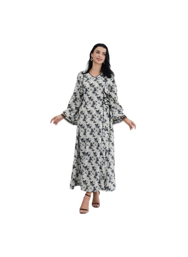 Song Feng Ya Hot Bohemian Plus Size Dress Fashionable Printed Muslim Robe Long Dress - Image 5