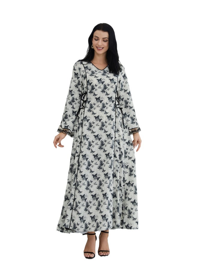 Song Feng Ya Hot Bohemian Plus Size Dress Fashionable Printed Muslim Robe Long Dress - Image 1