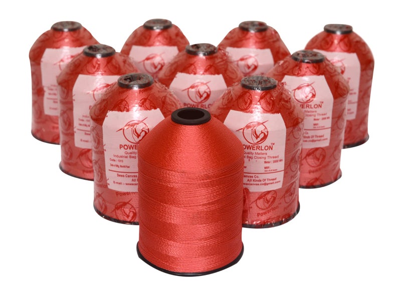 Powerlon 2 Ply PP/Nylon 2000 Meters Strong Bag Closing Thread for Revo, Lpi & Other Brands Machines (Red, 4 Pcs) - Image 1