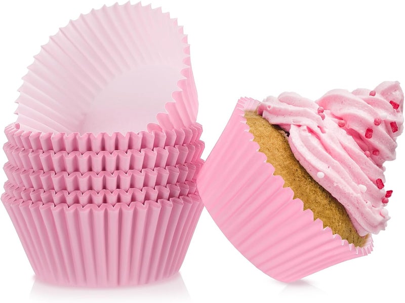TRUSBER Baking Cups, 100 pieces Standard Nonstick Cupcake Wrappers Baking Cup Holder Molds for Wedding, Birthday, Baby Shower or Holiday Party - Image 1
