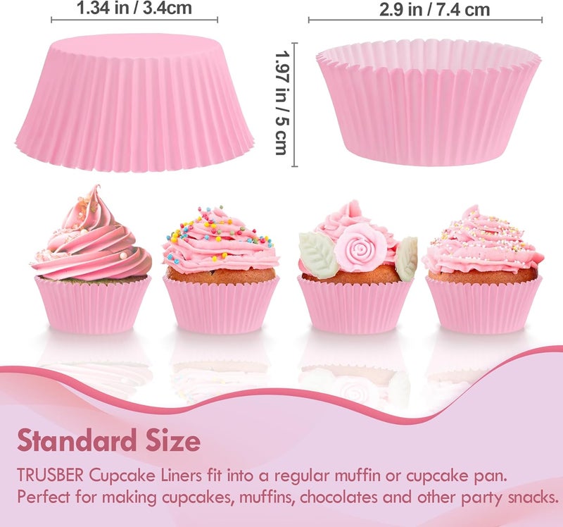 TRUSBER Baking Cups, 100 pieces Standard Nonstick Cupcake Wrappers Baking Cup Holder Molds for Wedding, Birthday, Baby Shower or Holiday Party - Image 2
