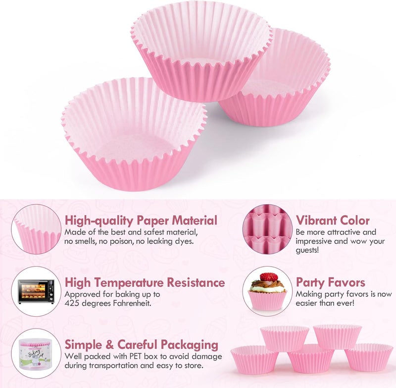 TRUSBER Baking Cups, 100 pieces Standard Nonstick Cupcake Wrappers Baking Cup Holder Molds for Wedding, Birthday, Baby Shower or Holiday Party - Image 3