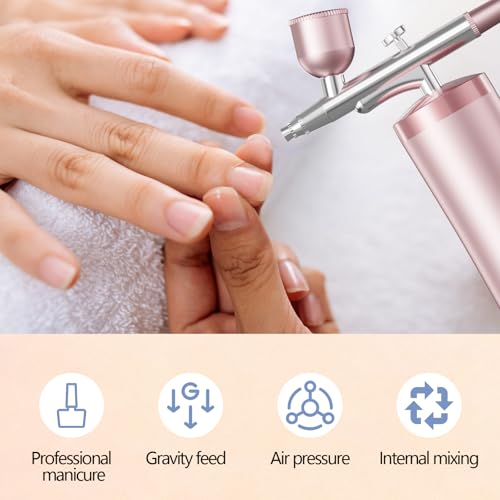crpen Airbrush Kit With Compressor 48PSI Rechargeable High Pressure Air Brush Set Cordless Airbrush Kit with 0.3mm Nozzle for Painting,Nail Art, Cake Decor,Makeup,Modeling (Pink) - Image 4