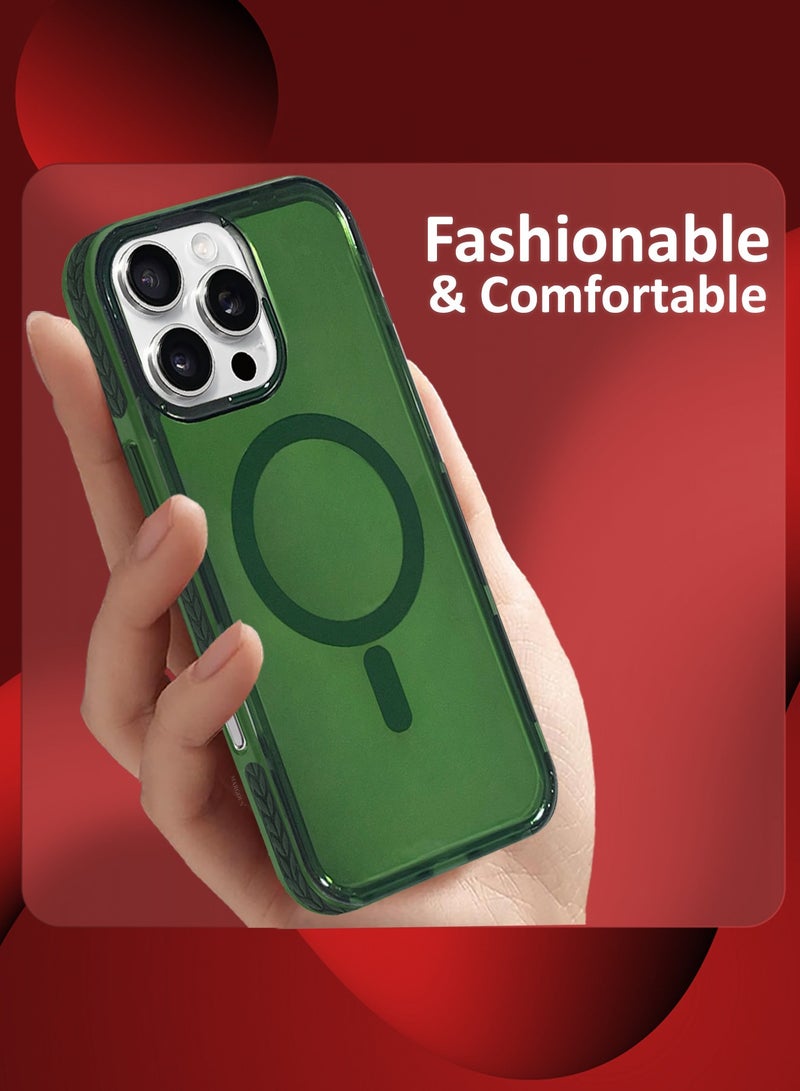 CATANES (for iPhone 16 Pro Max) 2Packs Hard PC Magsafe Case Cover Polycarbonate Magnetic Strong Shockproof Protective Case Cover Transparent - Green Color - Image 4