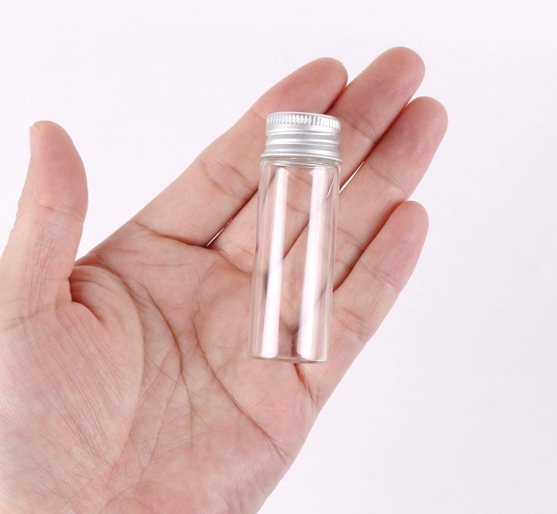 MaxMau 24 Tiny Jars with Aluminum Screw Lids 15ml Small Glass Bottles Clear Mini Vials Metal Caps Top Sample Message Bottle Jewelry Beads Herbs Storing Wedding Favors DIY Decorations - Image 3