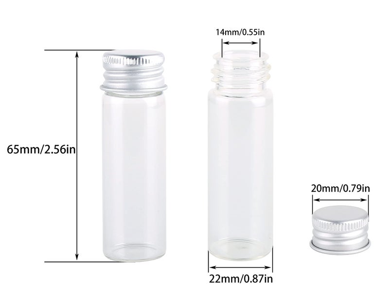 MaxMau 24 Tiny Jars with Aluminum Screw Lids 15ml Small Glass Bottles Clear Mini Vials Metal Caps Top Sample Message Bottle Jewelry Beads Herbs Storing Wedding Favors DIY Decorations - Image 2