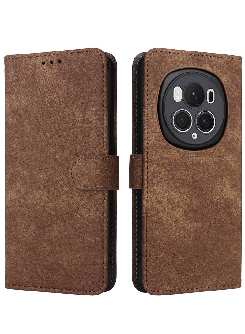 For Honor Magic 6 Pro Cover, PU Leather Magnetic Adsorption Flip Cover, RFID Nti-Theft Brush Wallet Case - Image 2