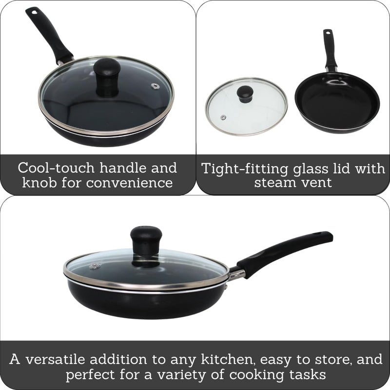 IMUSA Ceramic Nonstick Frying Pan with lid, Egg Pan, Omelet Pans, 6.3 Inch, Aluminium, Black - Image 2