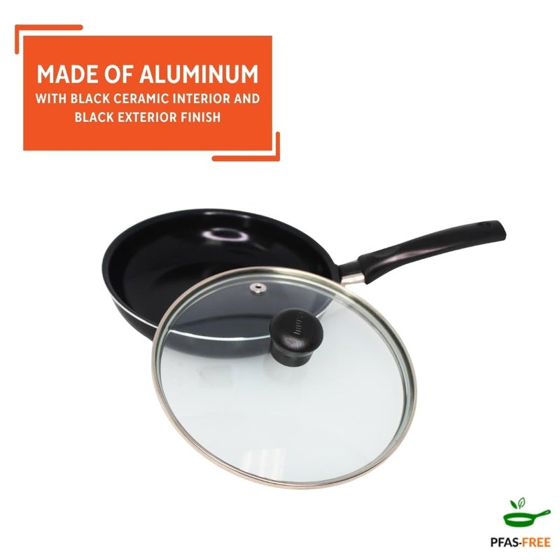 IMUSA Ceramic Nonstick Frying Pan with lid, Egg Pan, Omelet Pans, 6.3 Inch, Aluminium, Black - Image 3