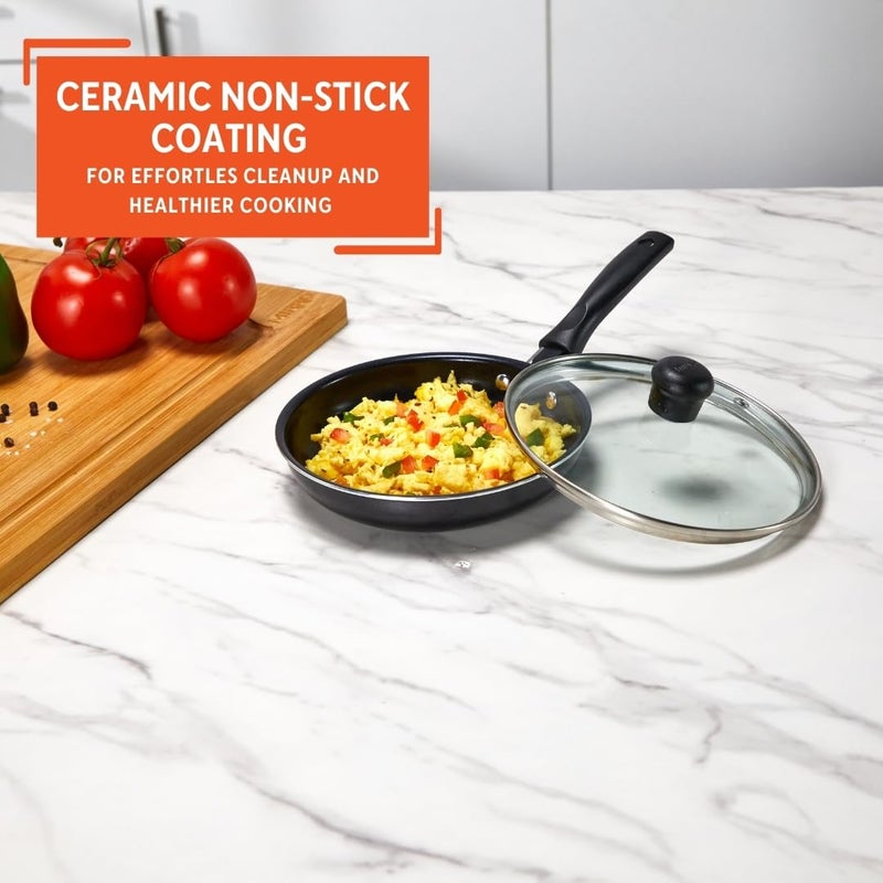 IMUSA Ceramic Nonstick Frying Pan with lid, Egg Pan, Omelet Pans, 6.3 Inch, Aluminium, Black - Image 5