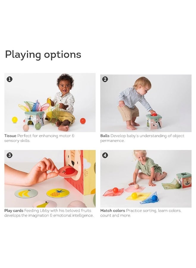 Taf Toys Taf Toys Sensory Baby Tissue Box, Object Permanence Box, Imaginary Play for Infants & Toddlers, Montessori Square Sensory Toys Colorful Pull Scarves, Play Balls & Cards Educational Preschool Learning  - Image 5