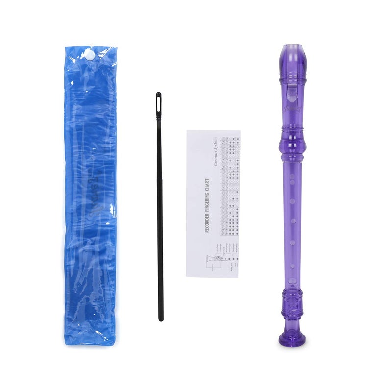 Juarez JRF100PP Claró Descant German Style 8 Holes Soprano Recorder Flute with Cleaning Rod Suitable for School Ensembles | Home Practice | Music Classes | Gift, Purple with Cleaning Rod & Case - Image 3