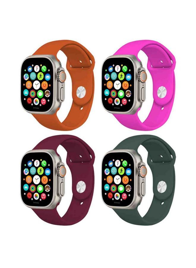 CATANES - 4 Pack Of Silicone Sport Band 49mm 45mm 44mm 42mm Replacement Wrist Strap Compatible For Series Ultra 2/9 /Ultra /8 / 7/6 / 5/4 / 3 & SE - Image 1