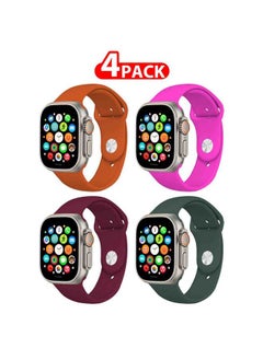 4 Pack Of Silicone Sport Band 49mm 45mm 44mm 42mm Replacement Wrist Strap Compatible For Series Ultra 2/9 /Ultra /8 / 7/6 / 5/4 / 3 & SE