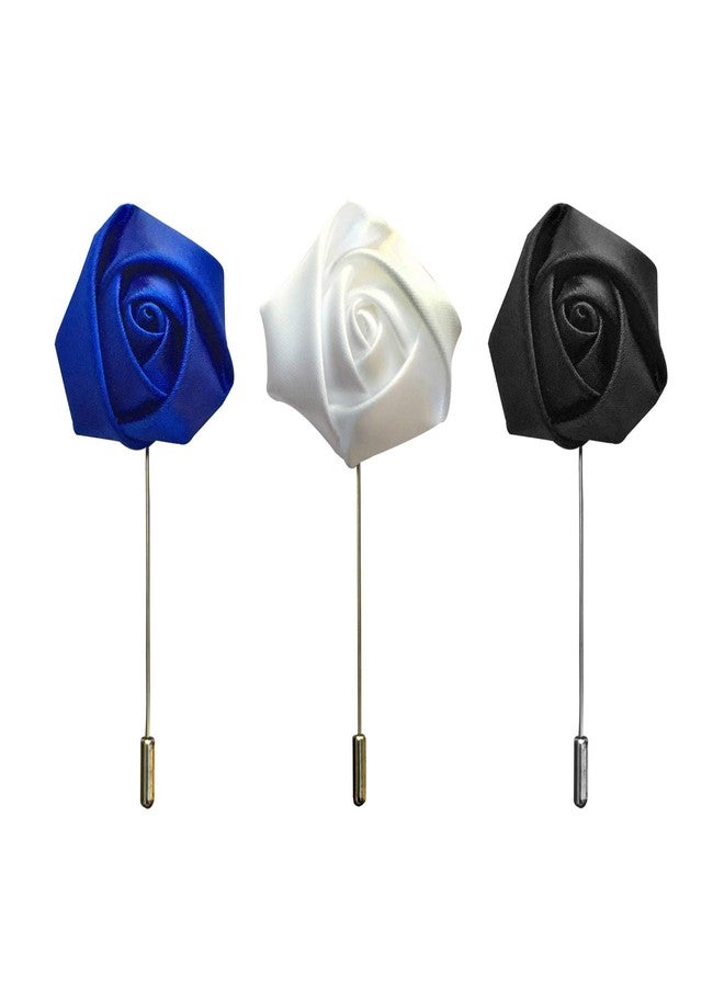FURE Combo of Fabric Rose Bud Lapel Pins for Men and Women - Image 2