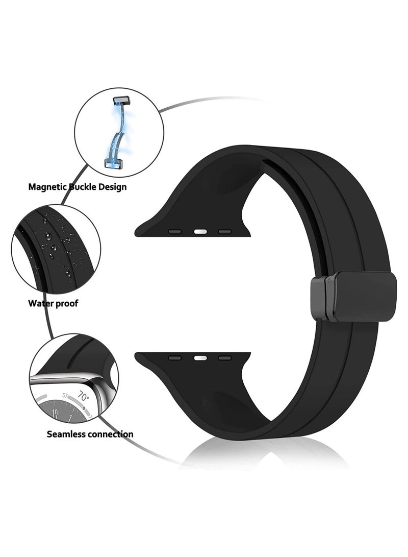 Soft Silicone Watch Band with Magnetic Buckle Sport Watch Strap for Apple Watch Ultra 49mm/46mm/45mm/44mm/42mm Compatible with iWatch Ultra 3/2/1 Series 11/10/9/8/7/6/5/4/3/2/1/SE - Image 4