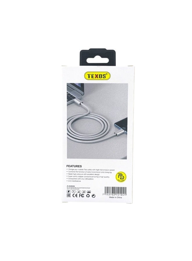 تيكسو TEXOS CL-58 27W PD Fast Charging USB-A To Lightning Data Cable 1000mm - Image 2
