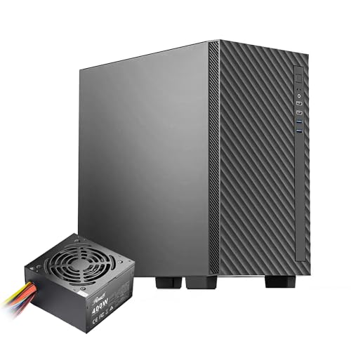 Rosewill FBM-X5 Micro ATX Mini Tower Desktop Gaming & Office PC Computer Case with Pre-Installed 400W Power Supply, 240mm / 280mm AIO Support, 2X USB 2.0, 2 USB 3.0, 1x 120mm PWM Fan - Image 1