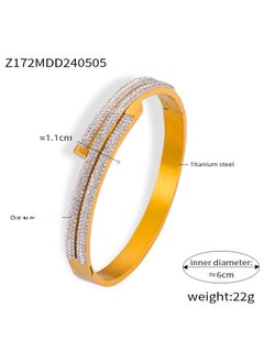 Unique Asymmetric Geometric Bangle with Diamonds Z172-Gold