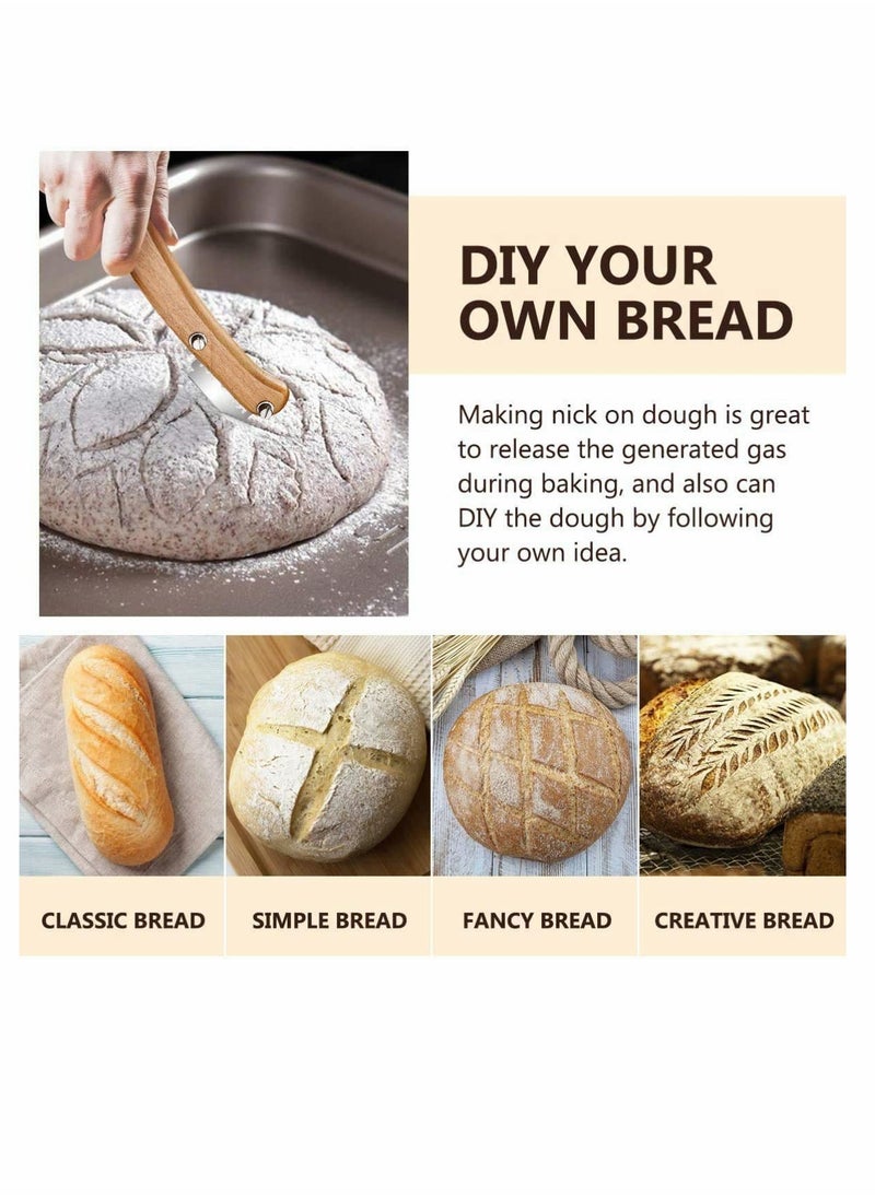 KASTWAVE - Bread Slashing Tool, Dough Scoring Lame with Wood Handle Bread Bakers Cutter Dough Making Razor with 5 Blades for Bread Baking DIY Dough Making Razor Bread Bakeware Kitchen Cake Dessert Shop - Image 1
